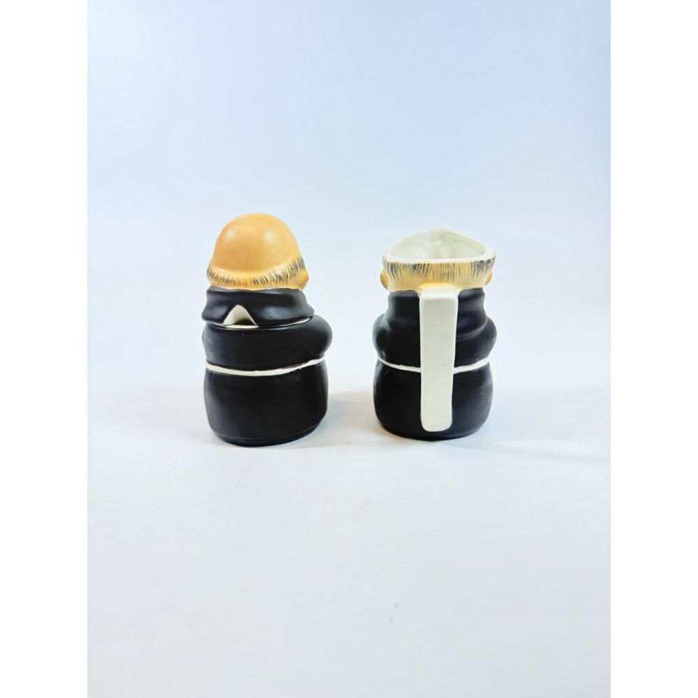 Creamer and Sugar Set Friar Tuck Monks Bowl Pitcher Porcelain Ceramic Apco Vinta - Picture 6 of 14